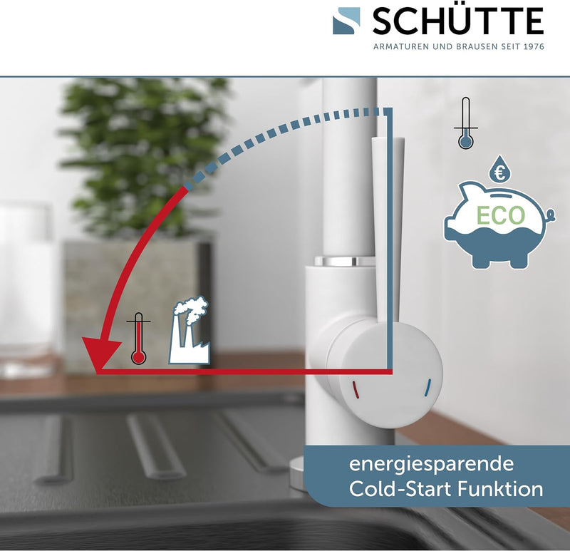 SCHÜTTE 79136 CORNWALL Spültischarmatur, Wasserhahn Küche, Energiesparfunktion, 360° schwenkbar, ide