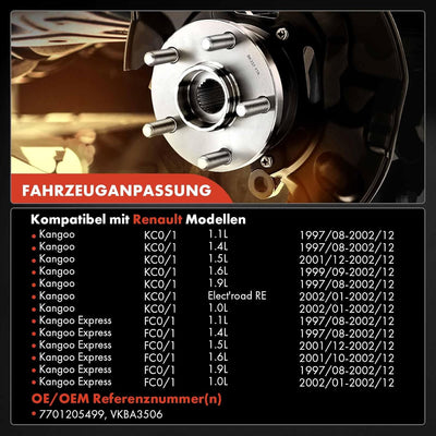 Frankberg 1x Radnabe Radlagersatz Hinterachse Links oder Rechts Kompatibel mit Kangoo Express FC0/1