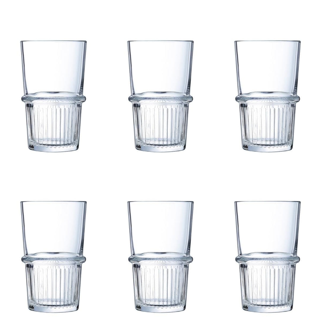 Arcoroc ARC L7340 New York Trinkglas, Wasserglas, Saftglas, 470ml, Glas, transparent, 6 Stück Longdr