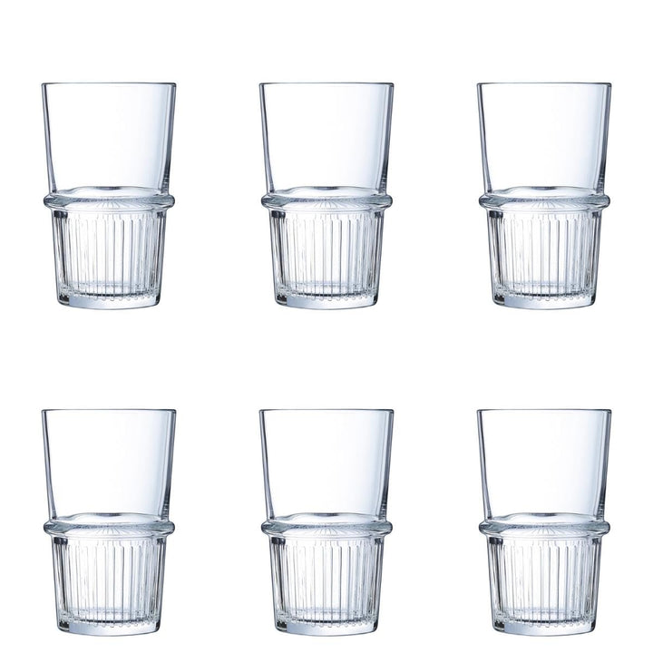Arcoroc ARC L7340 New York Trinkglas, Wasserglas, Saftglas, 470ml, Glas, transparent, 6 Stück Longdr