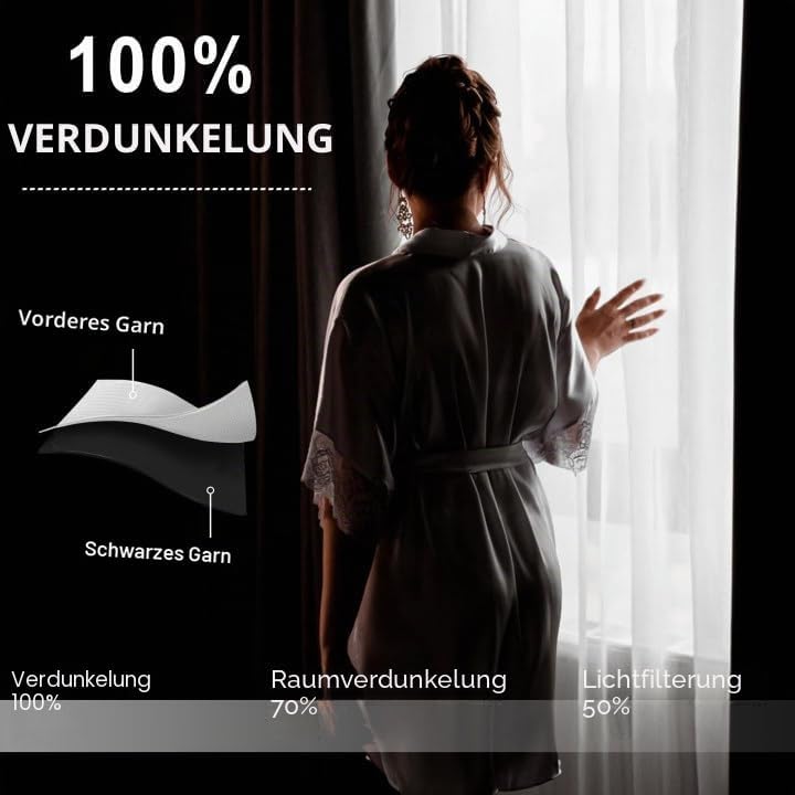 XWZO 100% Blickdicht Vorhänge, Doppellagige Dicker Verdunklungsvorhänge mit Ösen, Schallschutz Therm