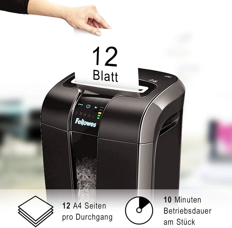 Fellowes 12 Blatt Aktenvernichter, Partikelschnitt (P4) Papierschredder für Büro, Powershred 73Ci, S