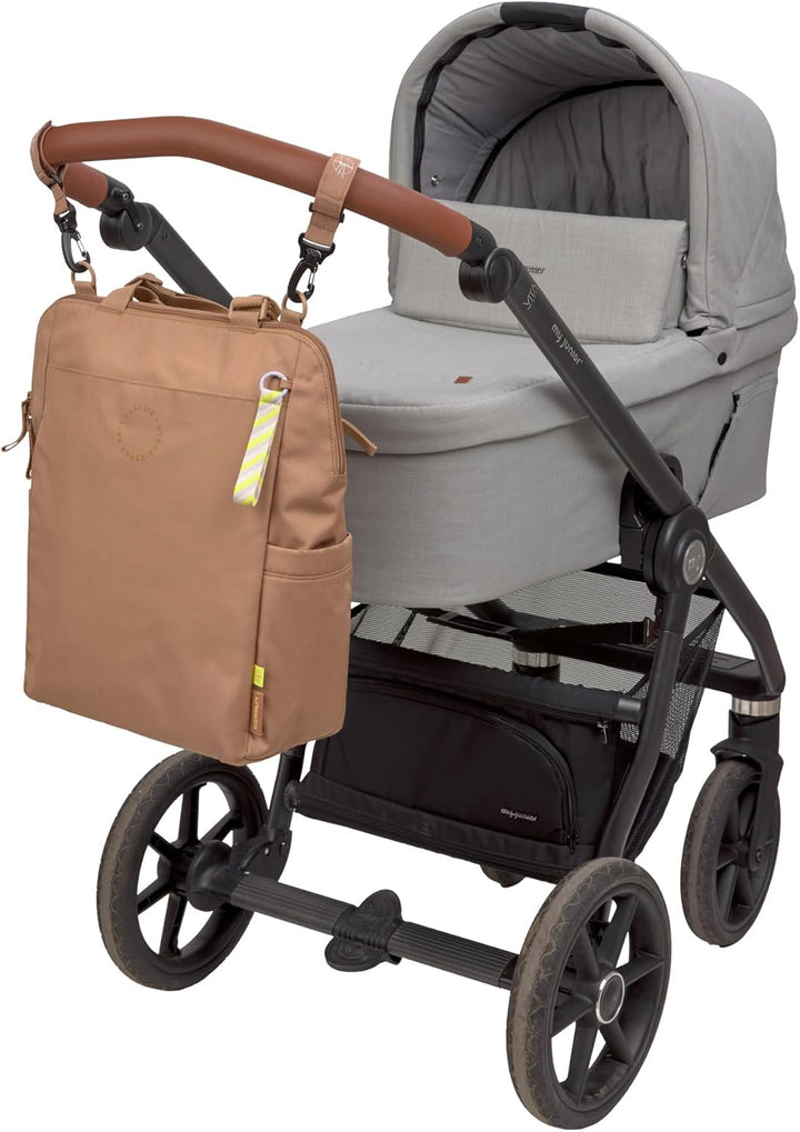 LÄSSIG Baby Wickelrucksack Wickeltasche mit Wickelunterlage, Kinderwagenbefestigung, Netztasche/GRE