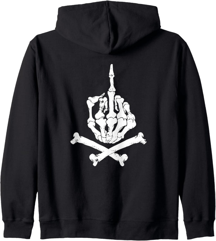 Backprint Knochen Mittelfinger Kapuzenjacke