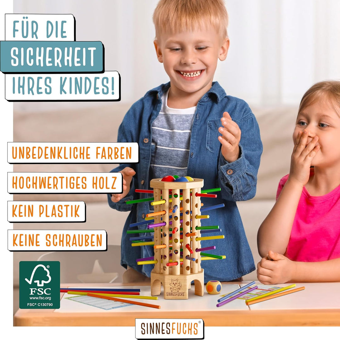 SINNESFUCHS® Farblernturm - Montessori Spielzeug ab 3 Jahre - Holzspielzeug pädagogisch wertvoll - L