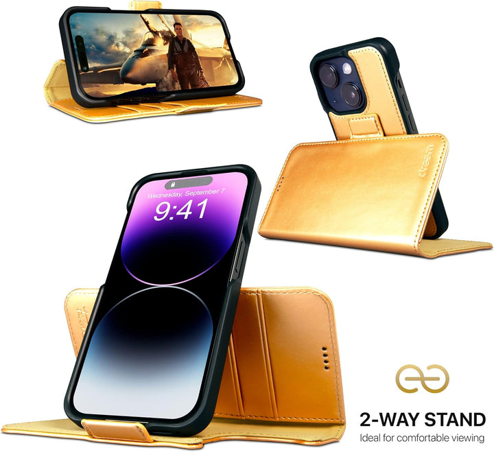Dreem Fibonacci iPhone 14 Brieftaschen-Etui / 2-in-1 stossfestes Etui und abnehmbares Folio aus vega
