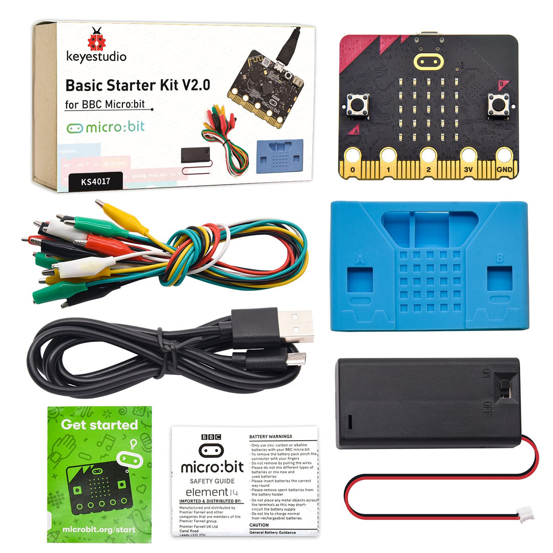 KEYESTUDIO BBC Micro:bit Basic Starter Kit mit Micro Bit V2.2, grafischer Programmierung, integriert