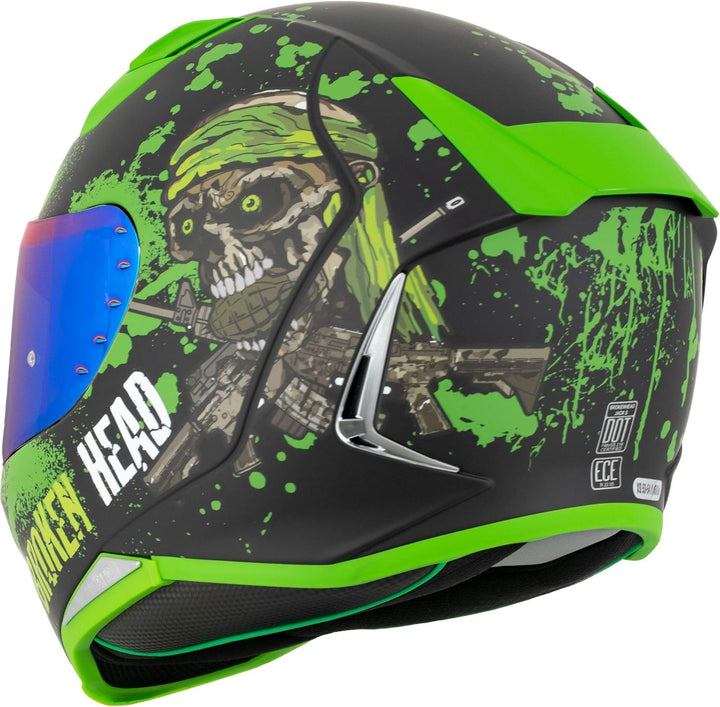 Broken Head Jack S. V2 Pro - Integral-Helm Grün- Sport-Motorrad-Helm Mit 2 Visieren (Klares + Gratis