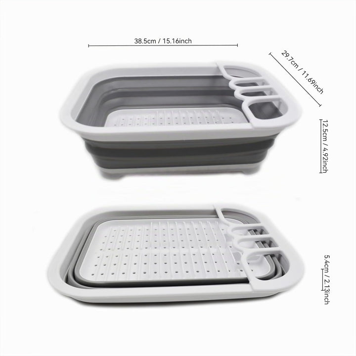 SAMMART 7.5L Collapsible Dish Drainer - Foldable Drying Rack Set - Portable Dinnerware Organizer - S