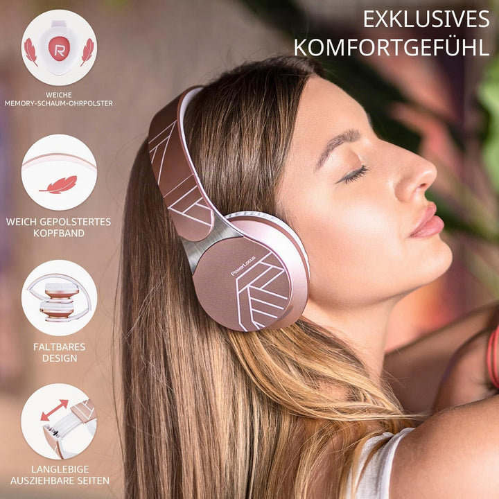 PowerLocus Edge Bluetooth-Kopfhörer, kabellos, Hi-FI Stereo, Micro SD/TF, Kopfhörer mit integriertem