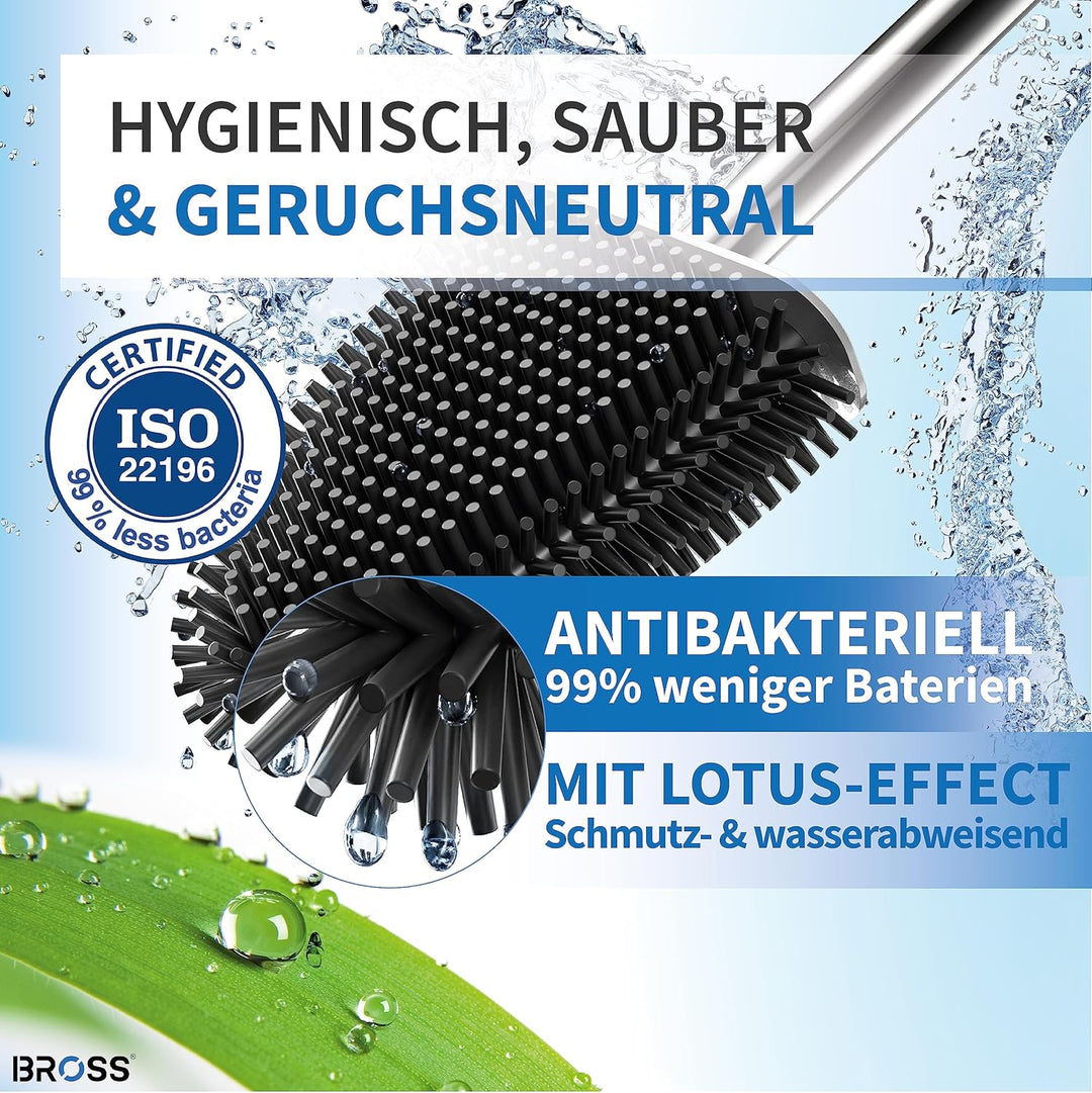 BROSS® Klobürste Silikon - Patentierte Toilettenbürste - Klobürste Schwarz - WC Bürste & Klobürstenh