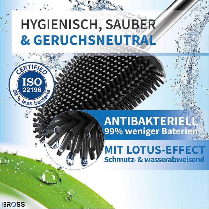 BROSS® Klobürste Silikon - Patentierte Toilettenbürste - Klobürste Schwarz - WC Bürste & Klobürstenh