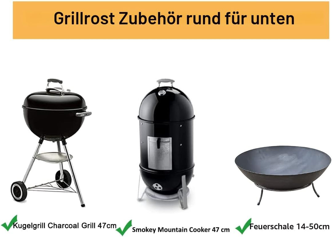 Runde 304 Edelstahl Grillroste mit Grillzange, 44.5 cm Durchmesser, passend für Weber 47cm Kugelgril