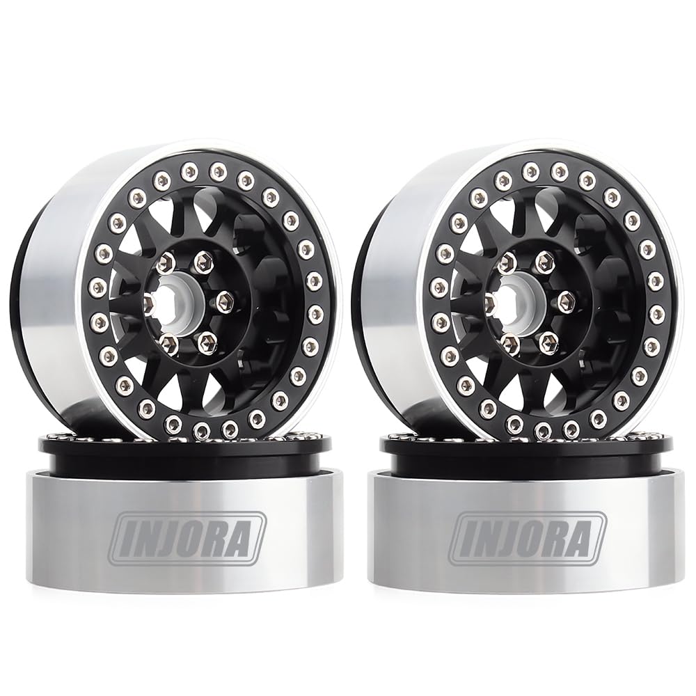 INJORA RC Felgen 4 Stücke 1,9 Beadlock Felgen Metallische Räder Felge Set für 1:10 RC Crawler Axial