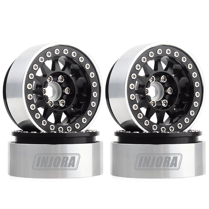 INJORA RC Felgen 4 Stücke 1,9 Beadlock Felgen Metallische Räder Felge Set für 1:10 RC Crawler Axial