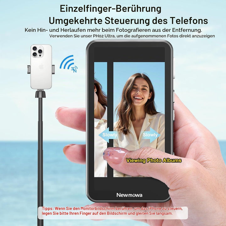 Newmowa Magnetischer Telefon Vlog Selfie Touchscreen Monitor mit Zoom,1080P Wireless Aufnahme,Telefo