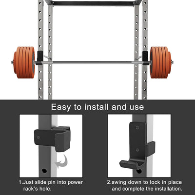 SELEWARE J-Haken aus massivem Stahl für 5,1 x 5,1 cm Rohr-Power-Käfig mit 5/8 Zoll Loch Squat Rack B