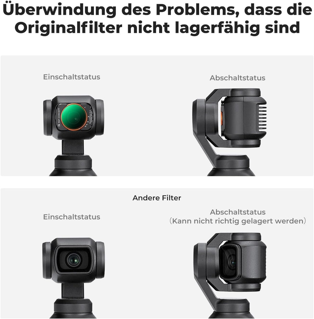K&F Concept OSMO Pocket 3 Magnetischer ND2-ND32&Black Mist 1/4 Filter Kompatibel mit DJI OSMO Pocket
