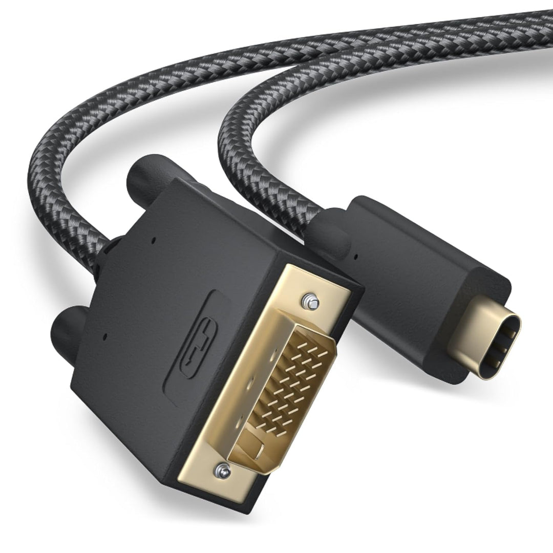 BolAAzuL USB C auf DVI Kabel 1M Nylon Geflecht, USB-C zu DVI-Adapter Typ-C/Thunderbolt-3 auf DVI Ada