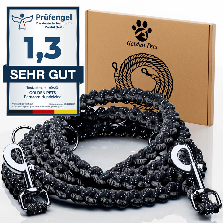 Testnote: Sehr gut - Hundeleine reflektierend I 2m, verstellbar, wetterfest &amp; reissfest bis 250 kg I