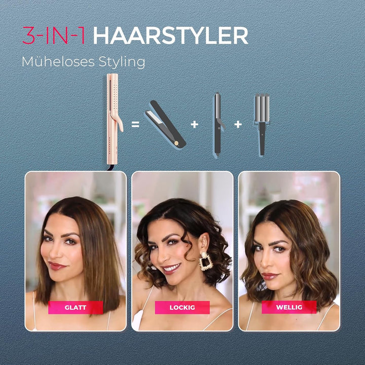 TYMO Airflow Glätteisen Locken und Glätten - Ionen Haarglätter und Lockenstab 2 in 1 für Schnell Glä