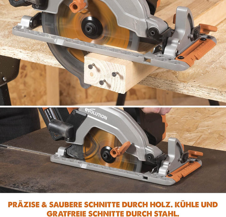 Evolution Power Tools R165CCS-Li Akku-Kreissäge für Schnitte in den verschiedensten Materialien – 4 