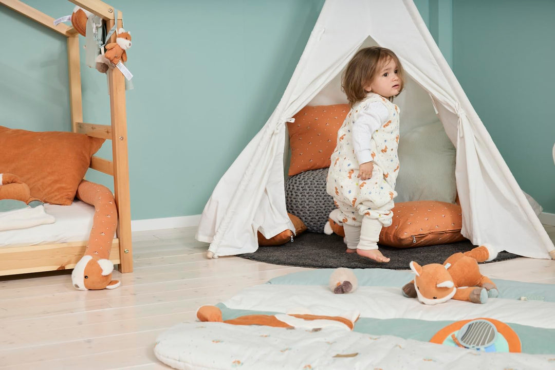 Sterntaler Spieldecke Fuchs Filou - 100x100cm - wattierte Baby Activity Decke mit Spiegelfolie, Quie