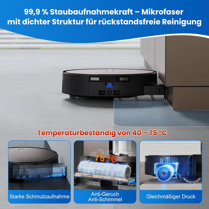 17 Stück Zubehör für Ecovacs Deebot X11 OmniCyclone, X11 Omni Saugroboter, 1 Hauptbürste, 2 Wischwal