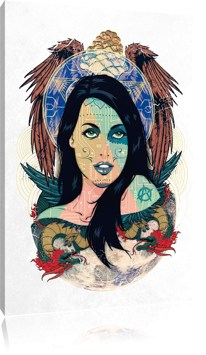 Pixxprint Moon Spirit White Bild auf Leinwand, XXL riesige Bilder fertig gerahmt mit Keilrahmen, Kun