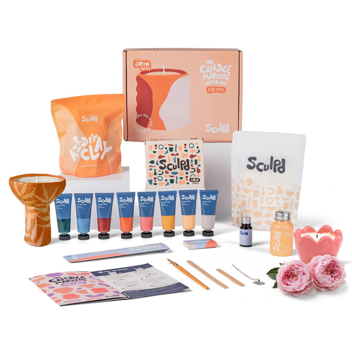 Sculpd Set zur Kerzenherstellung und Töpferei, komplettes Kunst-Set, enthält lufttrocknenden Ton, So