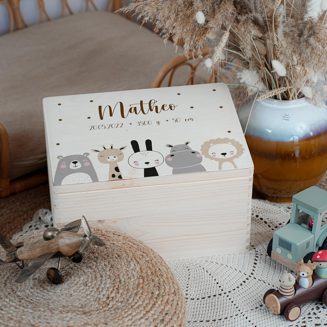 KIDSMOOD - Erinnerungsbox Baby, personalisierte Holzkiste mit Deckel, Ideal zur Aufbewahrung von Eri