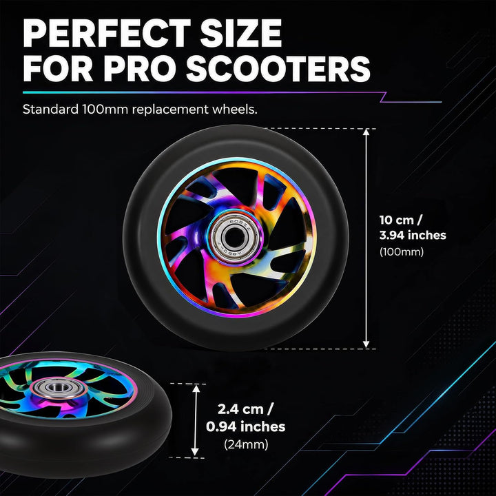 100mm Scooter Reifen Mit Abec-7,Ersatzräder Scooter Rädern Für Kickscooter 100mm-2Pcs, 100mm-2Pcs