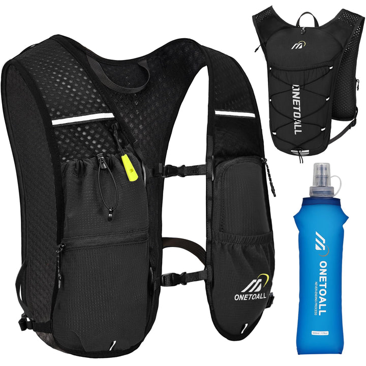 Laufweste Damen mit 500ml Trinkflasche/2L Trinkblase, Leichter Trinkrucksack Laufen Herren 6L, Runin