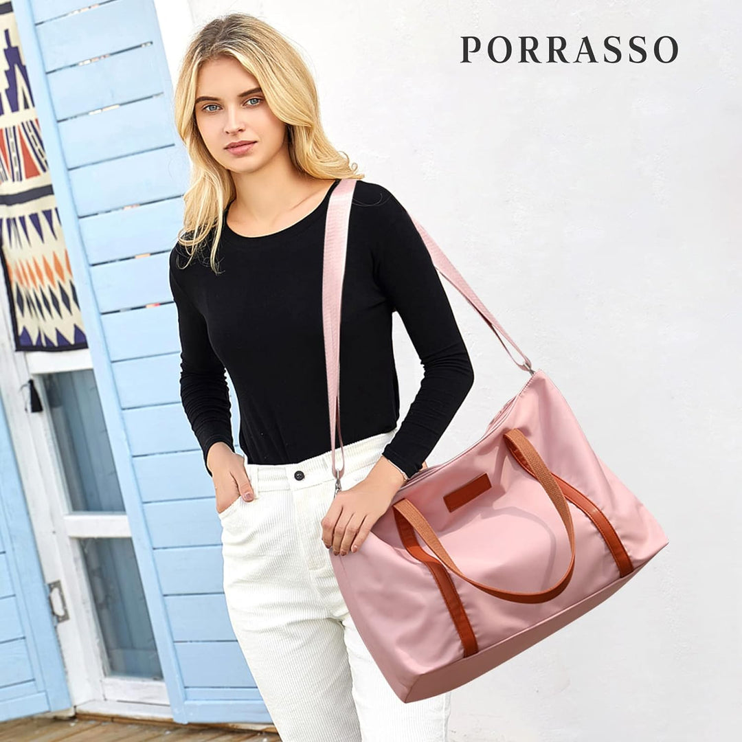 PORRASSO Laptop Tote Bag Damen Handtasche 15.6 Zoll Laptoptasche Casual Schultertasche Umhängetasche