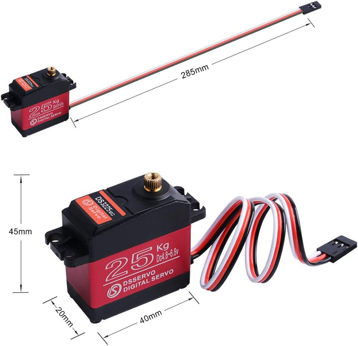 owootecc 25 kg Servomotor, hohes Drehmoment, digitales Servo DS3225, wasserdichtes Metallservo für R
