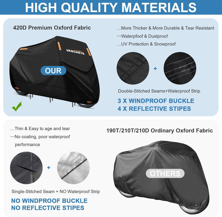 VANSHEIM Motorradplane Outdoor Winter Motorrad Garage Motoradabdeckhaube Outdoor Motorradabdeckungen