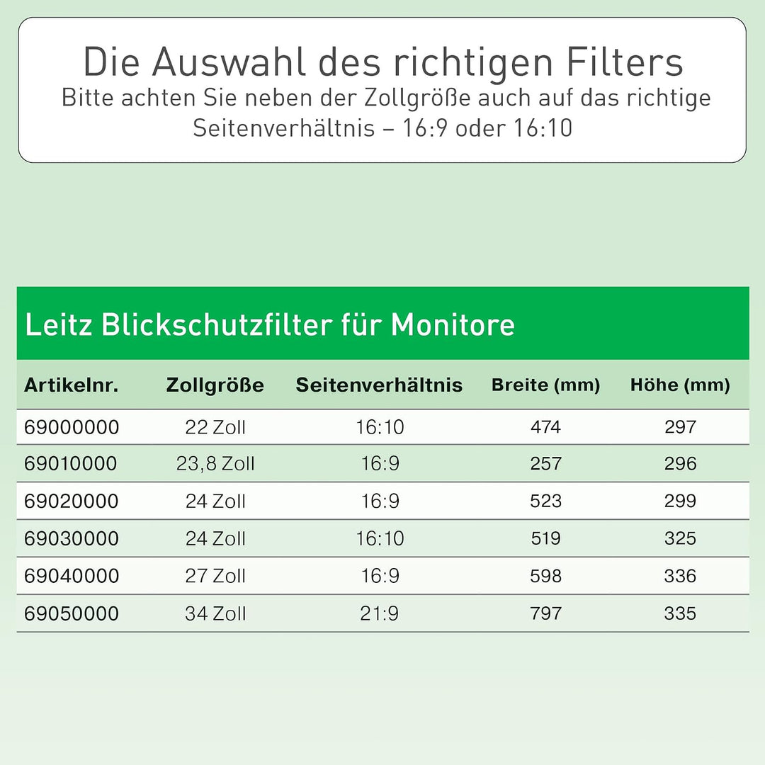 Leitz Monitor Blickschutzfilter 27 Zoll (16:9), Abnehmbare Schutzfolie, Mit Blaulichtfilter und Blen