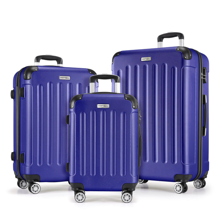 MERISH Reisekoffer Koffer Kofferset Trolleys Zwillingsrollen 3tlg. Hartschale in 9 Farben (Blau, Set