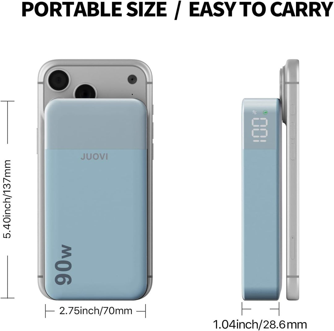 JUOVI Laptop Power Bank 20000mAh 90W, USB C Tragbarer Ladegerät Powerbank Schnellladefunktion 4-Port