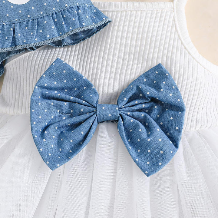 Kleinkind Baby Mädchen Bowknot Tutu Kleid und Cardigan Set 2 Stück ärmellosem Tüllkleid mit Blumenmu