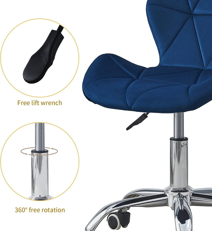 CLIPOP Schreibtischstuhl, Homeoffice Stuhl, Drehstuhl, Schminkstuhl mit Rollen, höhenverstellbar 10c