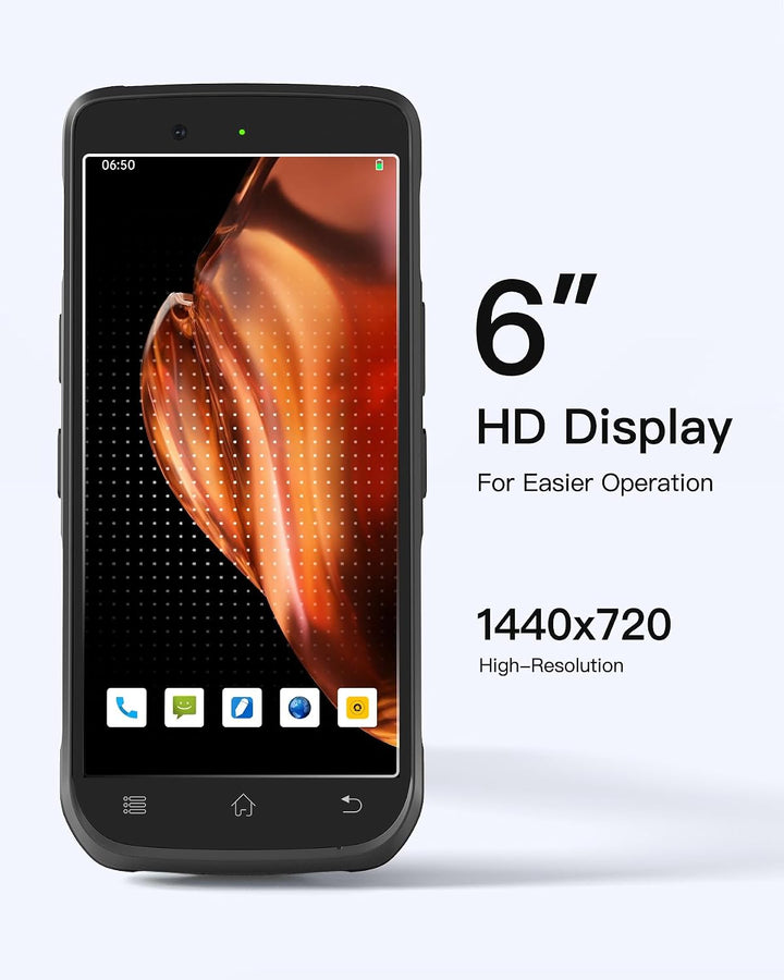 Inateck Android 12 Barcode Scanner PDA, 6" Full-Touchscreen, Mobiler Computer Handheld, 1D/2D/QR, Ze