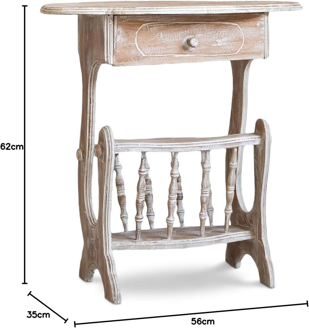livasia Teakholz Tisch, Telefonschränkchen, Holzmöbel, Landhausstil