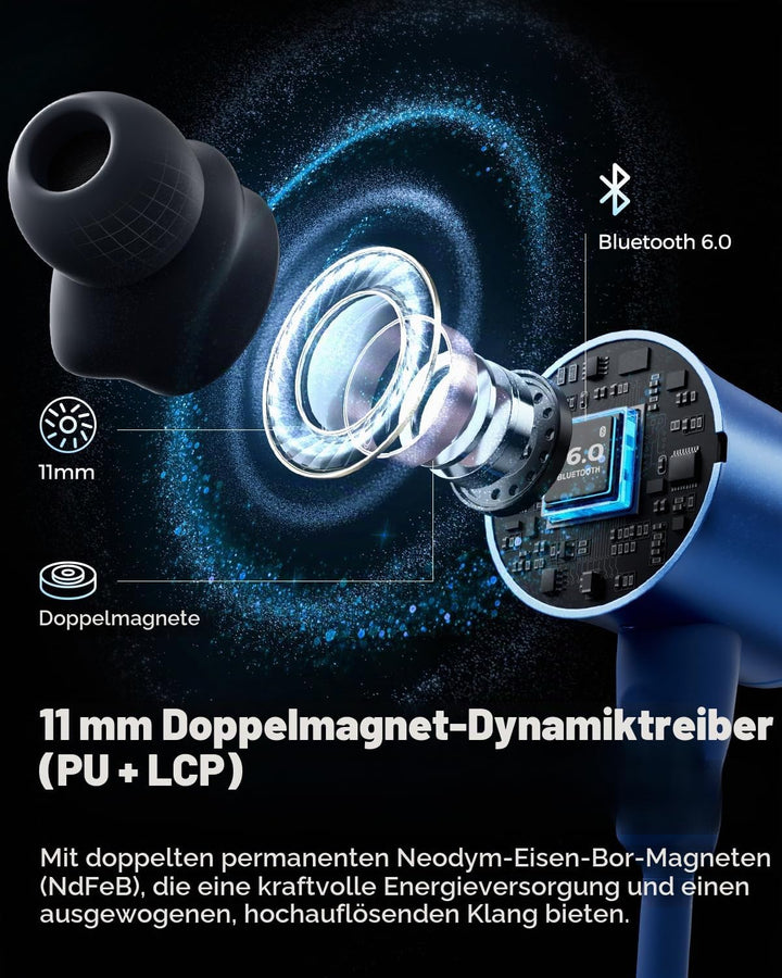 SoundPEATS Q40HD In-Ear Sport-Kopfhörer mit Nackenband, Bluetooth 6.0, LDAC Hi-Res Audio, Dynamische