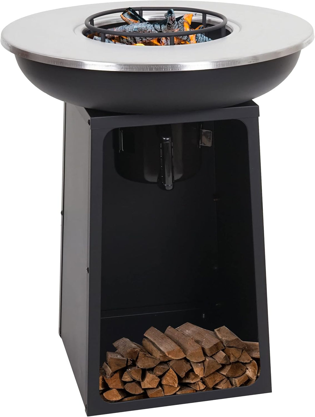 Mendler Feuerschale mit Grillplatte HWC-K97 Feuerstelle Grill Feuerkorb BBQ Outdoor Kochplatte, Stah