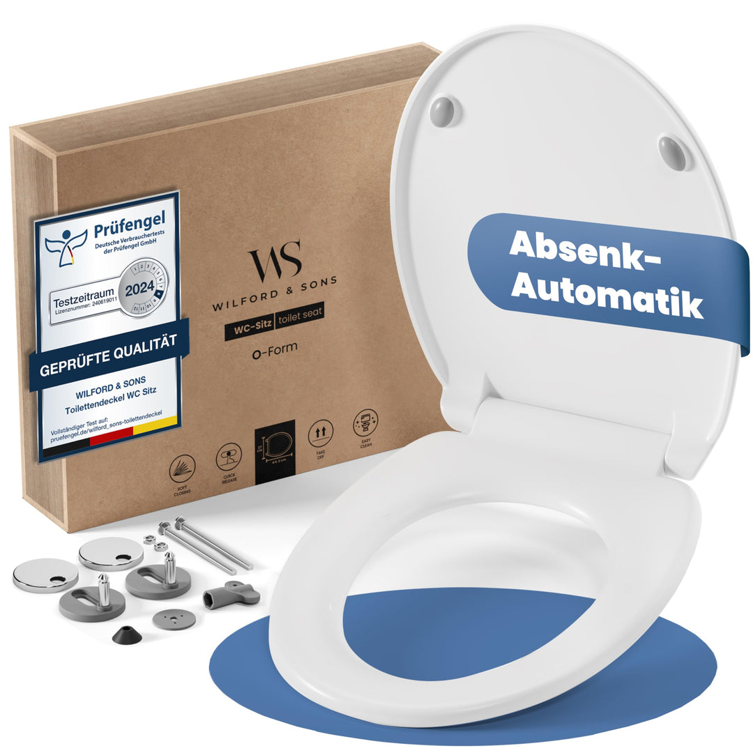 Cosondo PREMIUM Toilettendeckel - WC Sitz mit Absenkautomatik - Klodeckel O-Form weiss - Hochwertige