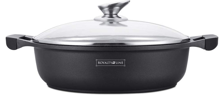 Royalty Line - RL-BR30M - Kochtopf Niedrig mit Glasdeckel, Antihaftbeschichteter, Induktionsgeeignet