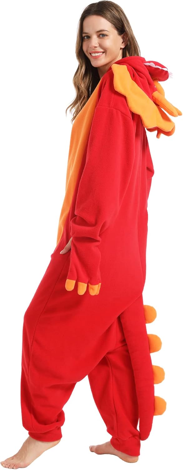 dressfan Tier Triceratops Drache Kostüm Drache Jumpsuits Drache Weihnachten Pyjamas Cosplay Kostüm H