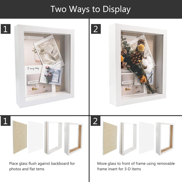 GraduatePro 3D bilderrahmen 23x28 zum befüllen schaukasten Wand für Weiss Objektrahmen Hochzeit Box