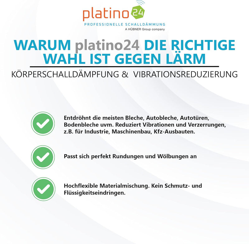 platino24 10x Bitumenmatten 500x200x2mm, Antidröhnmatten selbstklebend, Dämmmatten Auto, Schalldämmu